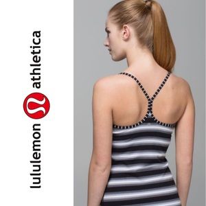 Lululemon Power Y Tank *Luon Capilano Stripe Black White Size 10